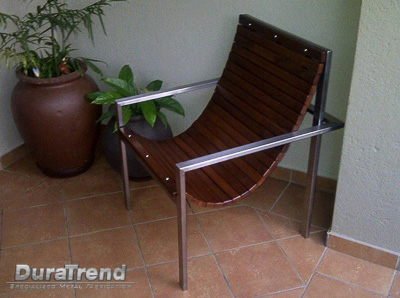 Stainless steel and wood chair